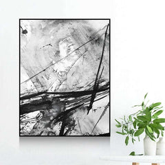 Decorative Painting For Vertical Meter Box - Nordic Abstract Canvas Art (35x45cm) - Hydraulic Lift Frame (Black/White) - Waterproof - Single Frame - PS Material - Dreamy-Designs Store Online