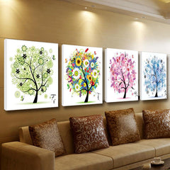 Four Seasons Tree Art Set: 4-Piece Cross-Stitch Collection - Dreamy-Designs Store Online