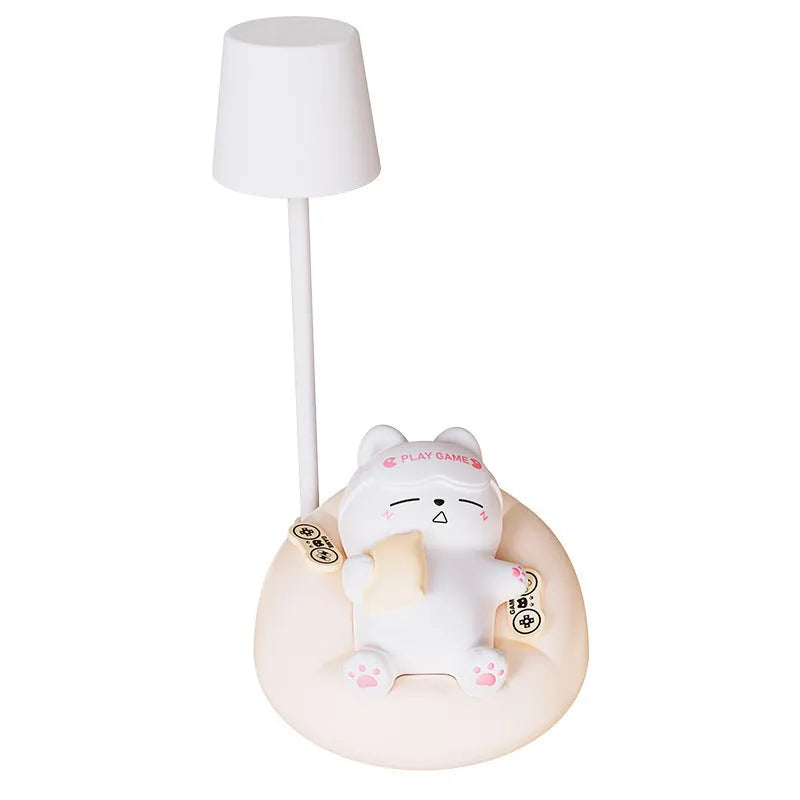 Creative Sleeping Cat Small Night Lamp (Blue/Pink/White/Yellow) - USB Rechargeable Pat Lamp with Adjustable Brightness - Dreamy-Designs Store Online